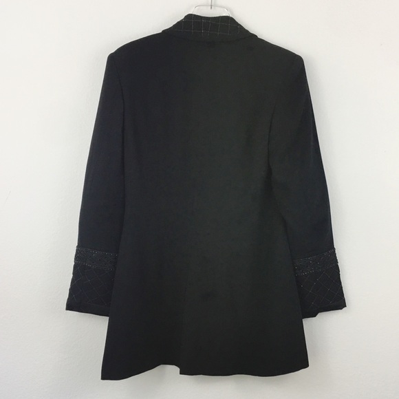 St. John | Black Wool Long Blazer | 12 - Picture 3 of 5